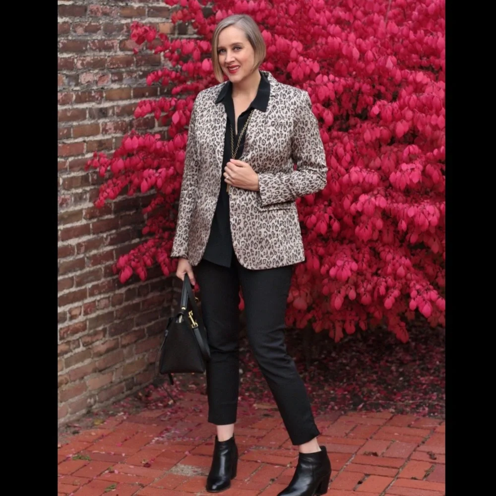 Banana Republic Leopard Print Blazer in Beige and Brown